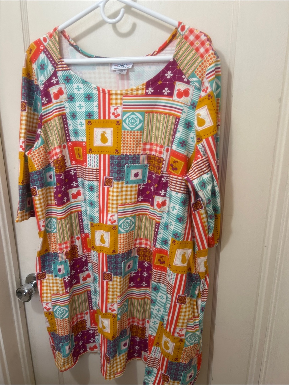 NWOT blue platypus patchwork dress